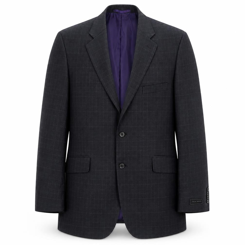Jack Reid Mens Grey Plaid Polyester Jacket Blazer Size 42