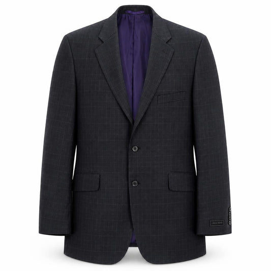 Jack Reid Mens Grey Plaid Polyester Jacket Blazer Size 42
