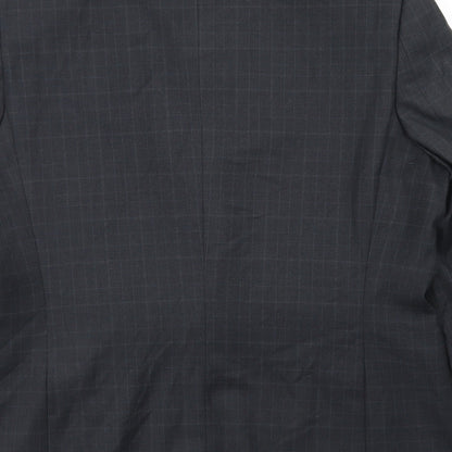 Jack Reid Mens Grey Plaid Polyester Jacket Blazer Size 42