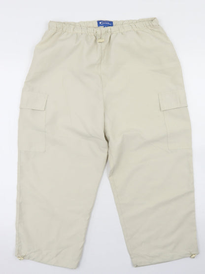 Nutshell Womens Beige  Polyester Cargo Trousers Size M L21 in Regular Drawstring