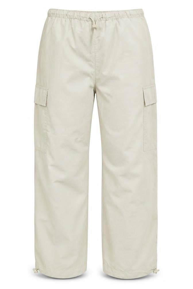 Nutshell Womens Beige  Polyester Cargo Trousers Size M L21 in Regular Drawstring