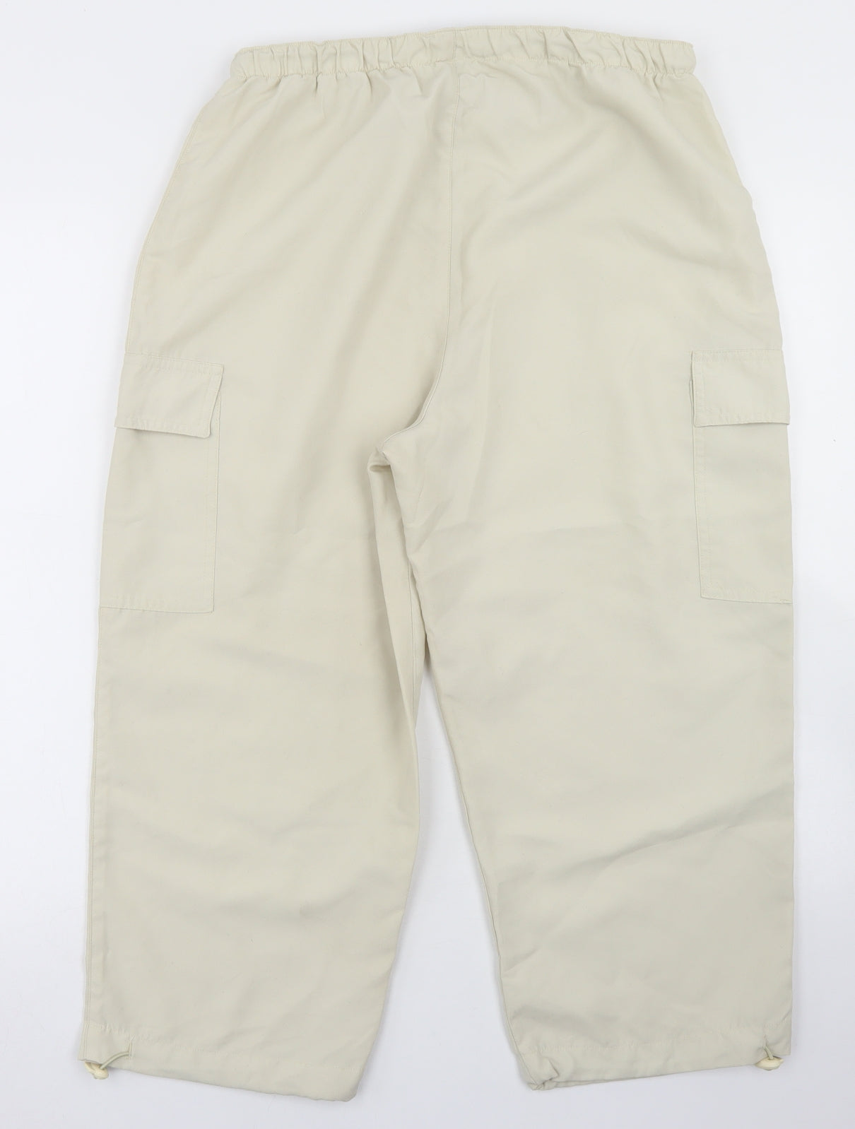 Nutshell Womens Beige  Polyester Cargo Trousers Size M L21 in Regular Drawstring
