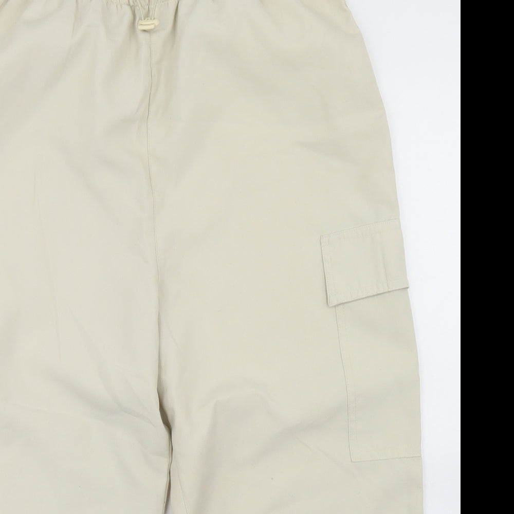 Nutshell Womens Beige  Polyester Cargo Trousers Size M L21 in Regular Drawstring