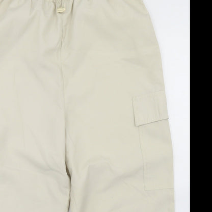 Nutshell Womens Beige  Polyester Cargo Trousers Size M L21 in Regular Drawstring