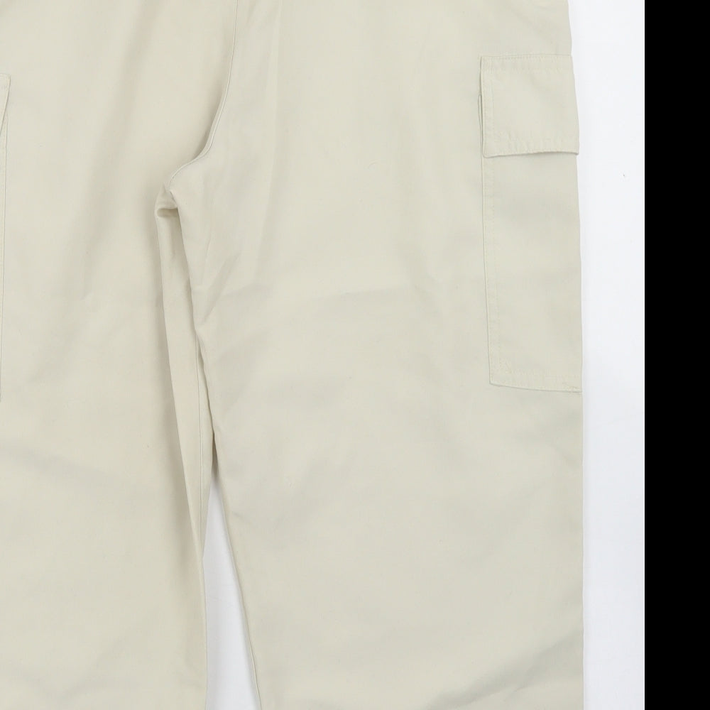 Nutshell Womens Beige  Polyester Cargo Trousers Size M L21 in Regular Drawstring