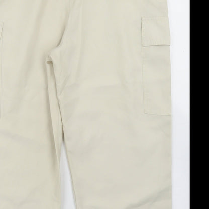 Nutshell Womens Beige  Polyester Cargo Trousers Size M L21 in Regular Drawstring
