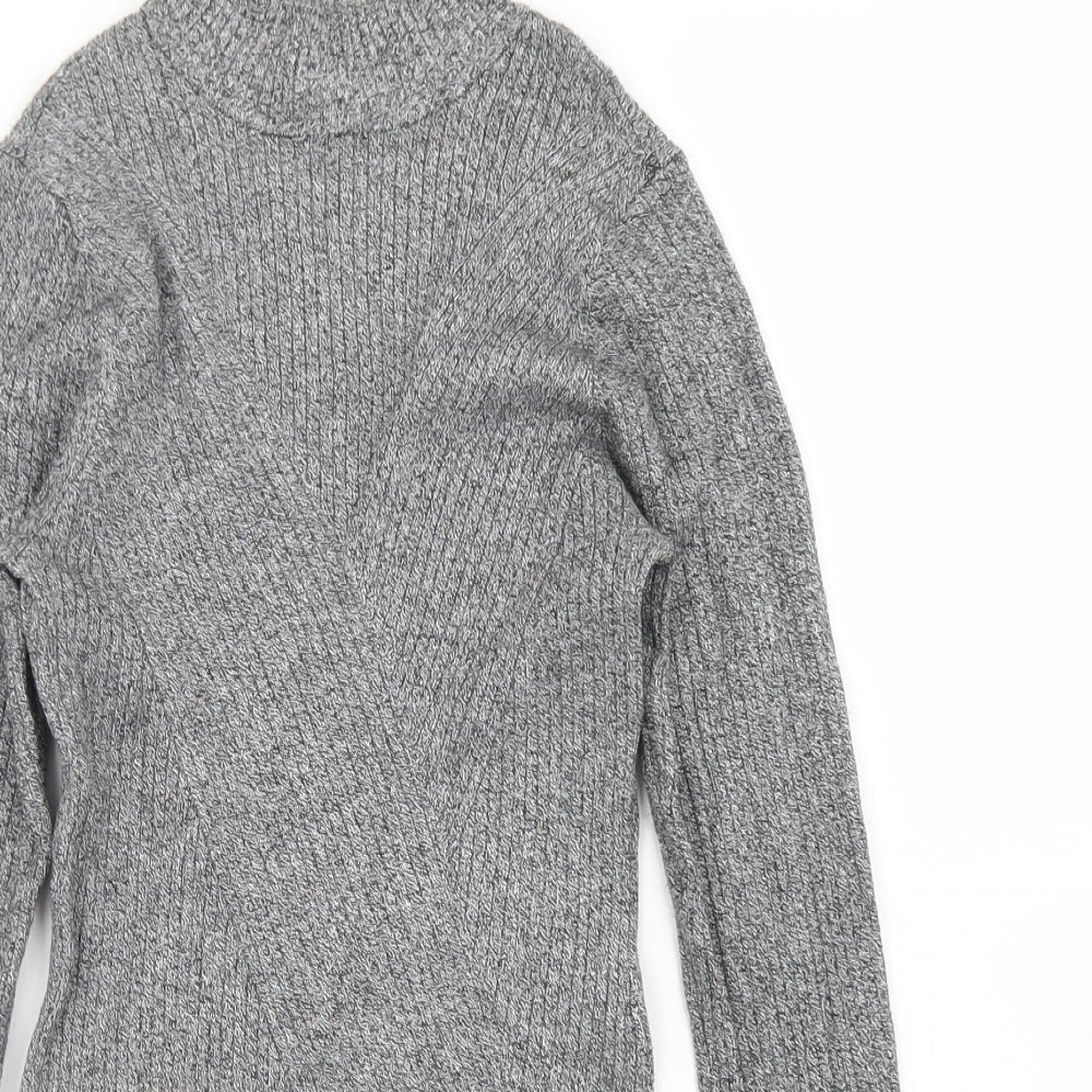 H&M Womens Grey Mock Neck  Viscose Pullover Jumper Size S