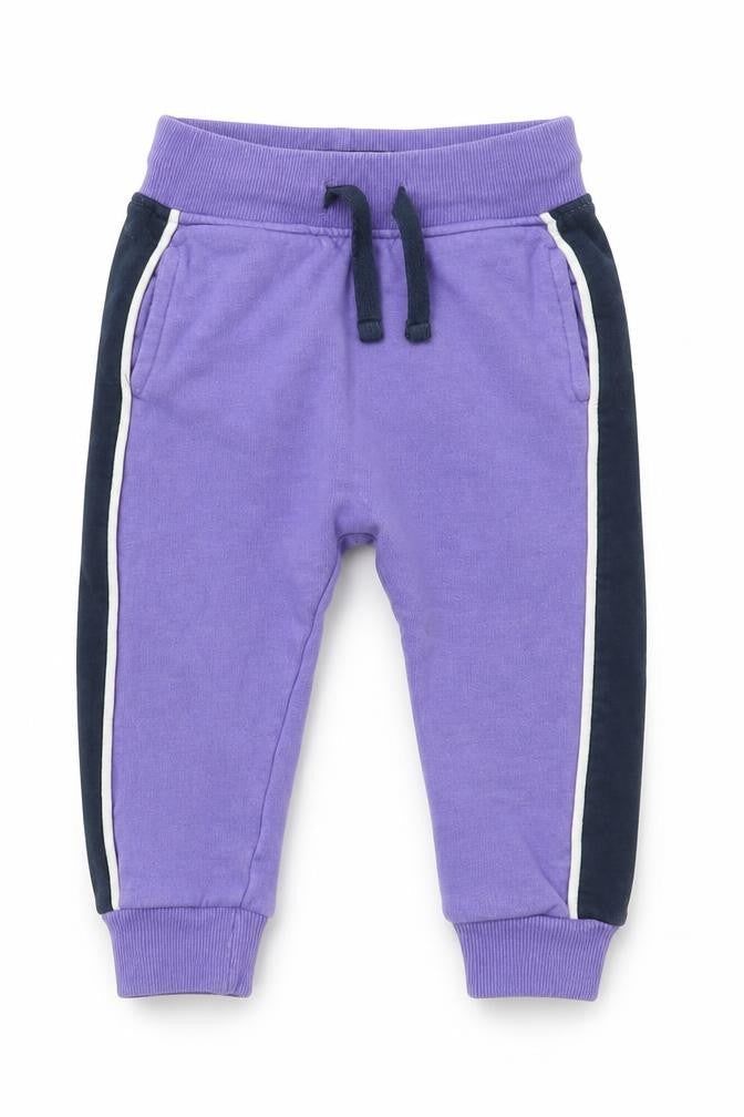 Next Girls Purple Colourblock Cotton Jogger Trousers Size 12-18 Months  Drawstring