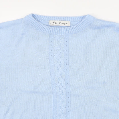Berkertex Womens Blue Round Neck Geometric Acrylic Pullover Jumper Size 14