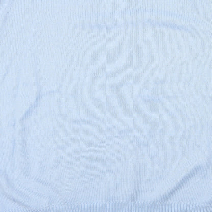 Berkertex Womens Blue Round Neck Geometric Acrylic Pullover Jumper Size 14