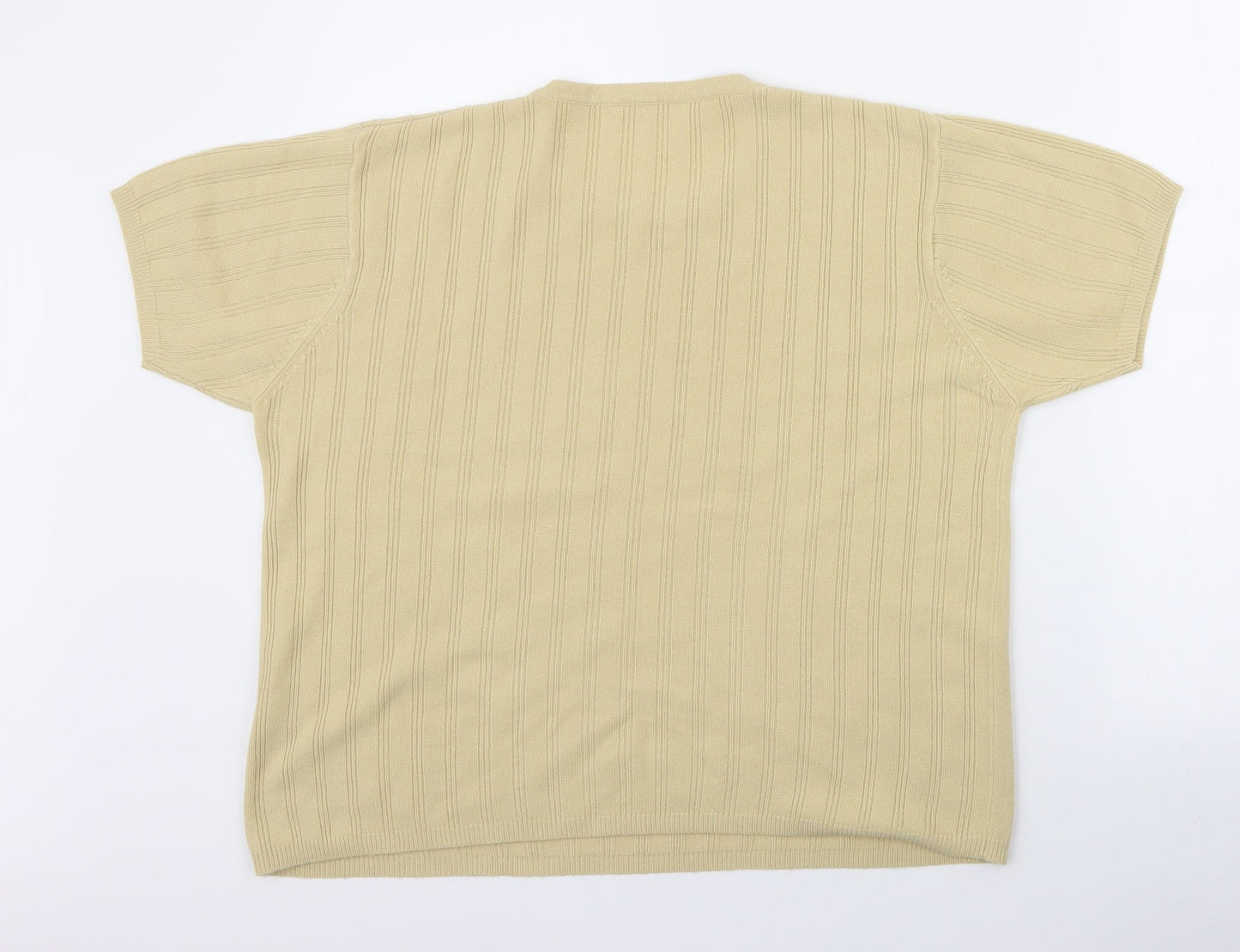 Berkertex Womens Yellow Round Neck Striped Acrylic Pullover Jumper Size 14