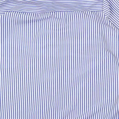 Preworn Mens Blue Striped Polyester  Button-Up Size XL Collared Button