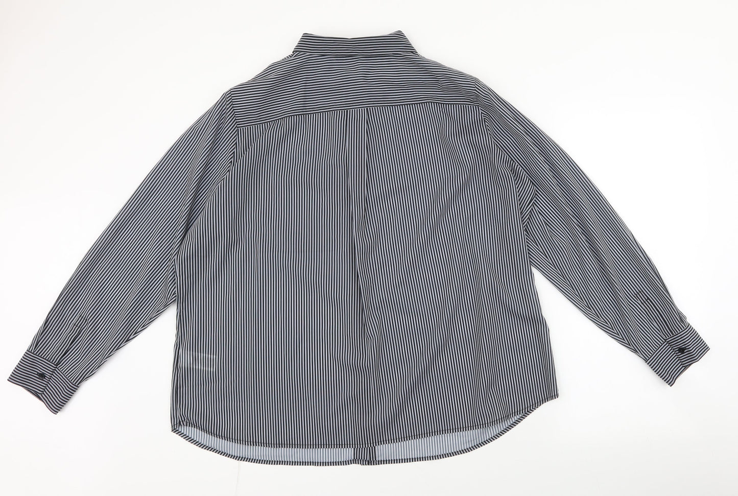 Marks and Spencer Womens Black Striped Polyester Basic Blouse Size 20 Collared