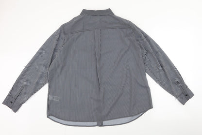 Preloved Marks and Spencer Womens Black Striped Polyester Basic Blouse Size 20 Collared - Back