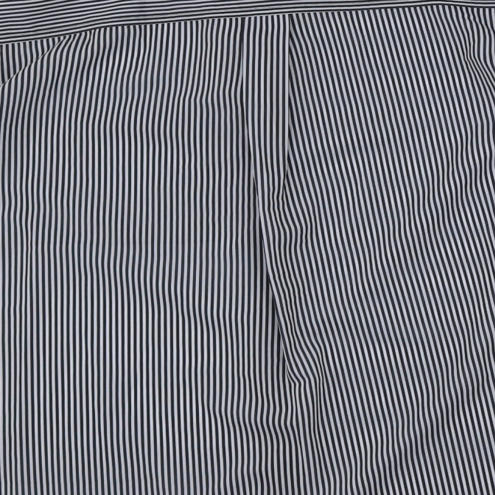 Marks and Spencer Womens Black Striped Polyester Basic Blouse Size 20 Collared