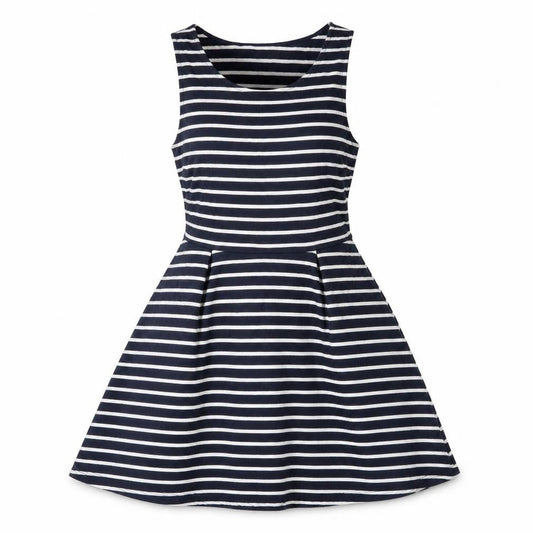 Vera Moda Womens Blue Striped Polyester Skater Dress  Size S  Round Neck Pullover
