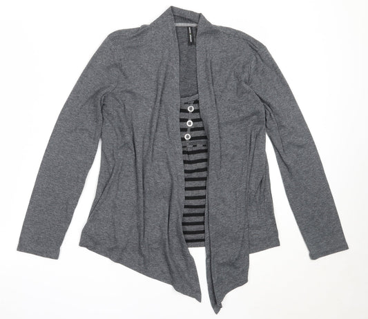 Marks and Spencer Womens Grey Round Neck  Polyester Cardigan Jumper Size 10