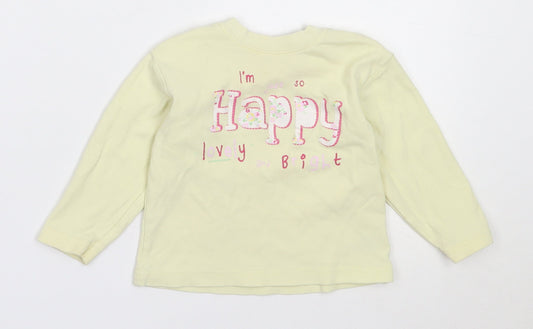 St Bernard Girls Yellow  Cotton Basic T-Shirt Size 12-18 Months Round Neck