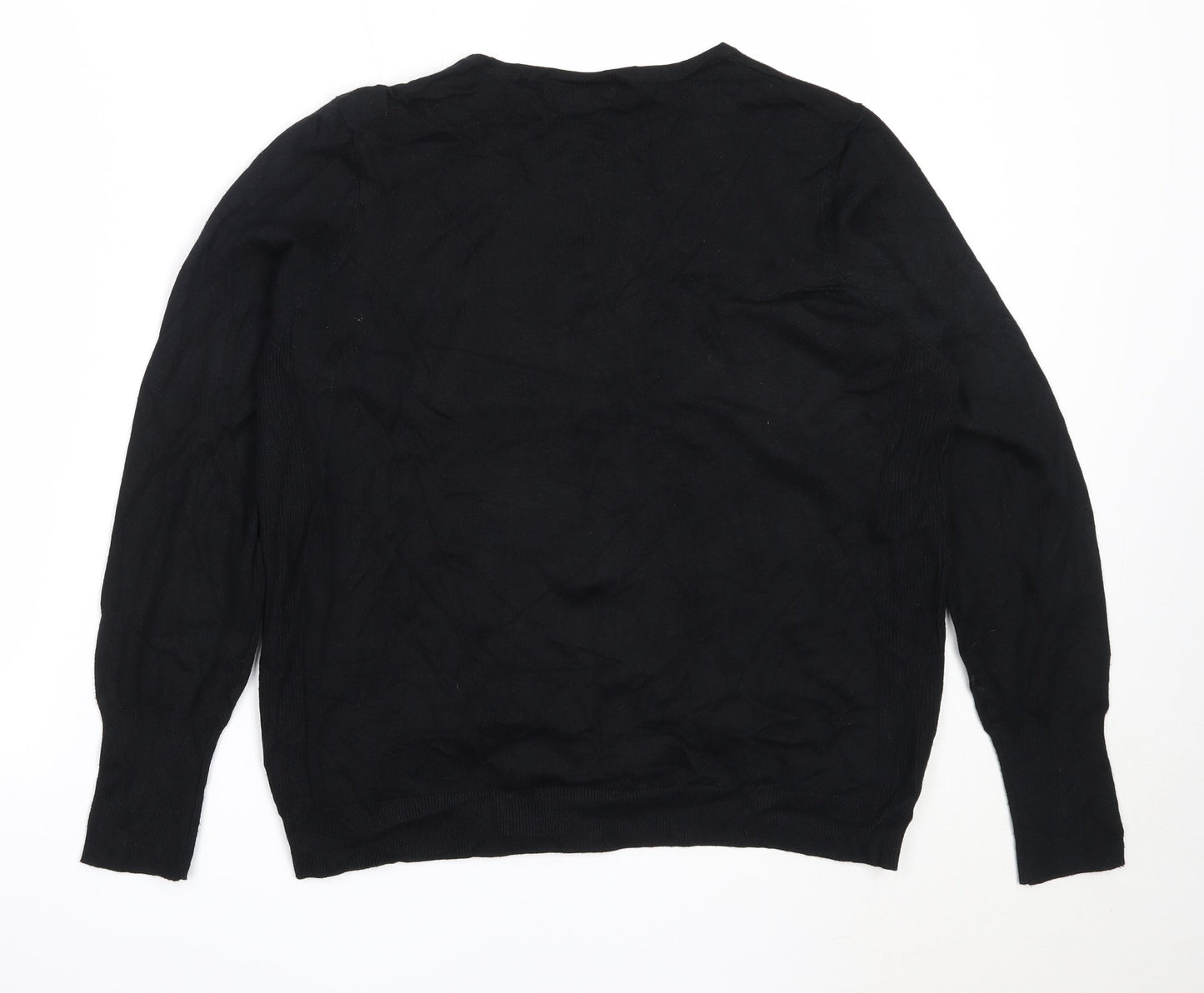 Dunnes Stores Womens Black Round Neck  Viscose Pullover Jumper Size 18