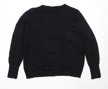 Preloved Dunnes Stores Womens Black Round Neck  Viscose Pullover Jumper Size 18 - Back