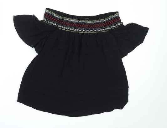 NEXT Womens Black  Viscose Basic Blouse Size 8 Off the Shoulder