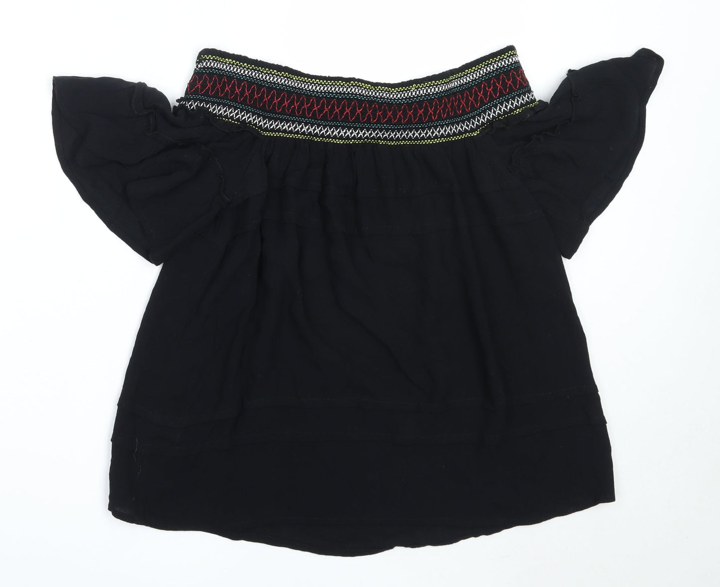 NEXT Womens Black  Viscose Basic Blouse Size 8 Off the Shoulder