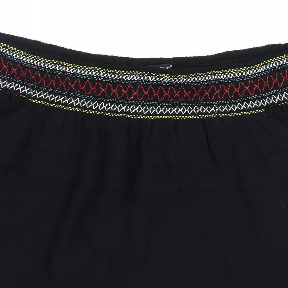 NEXT Womens Black  Viscose Basic Blouse Size 8 Off the Shoulder