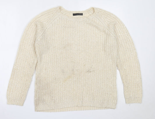Atmosphere Womens Ivory Round Neck  Acrylic Pullover Jumper Size 10