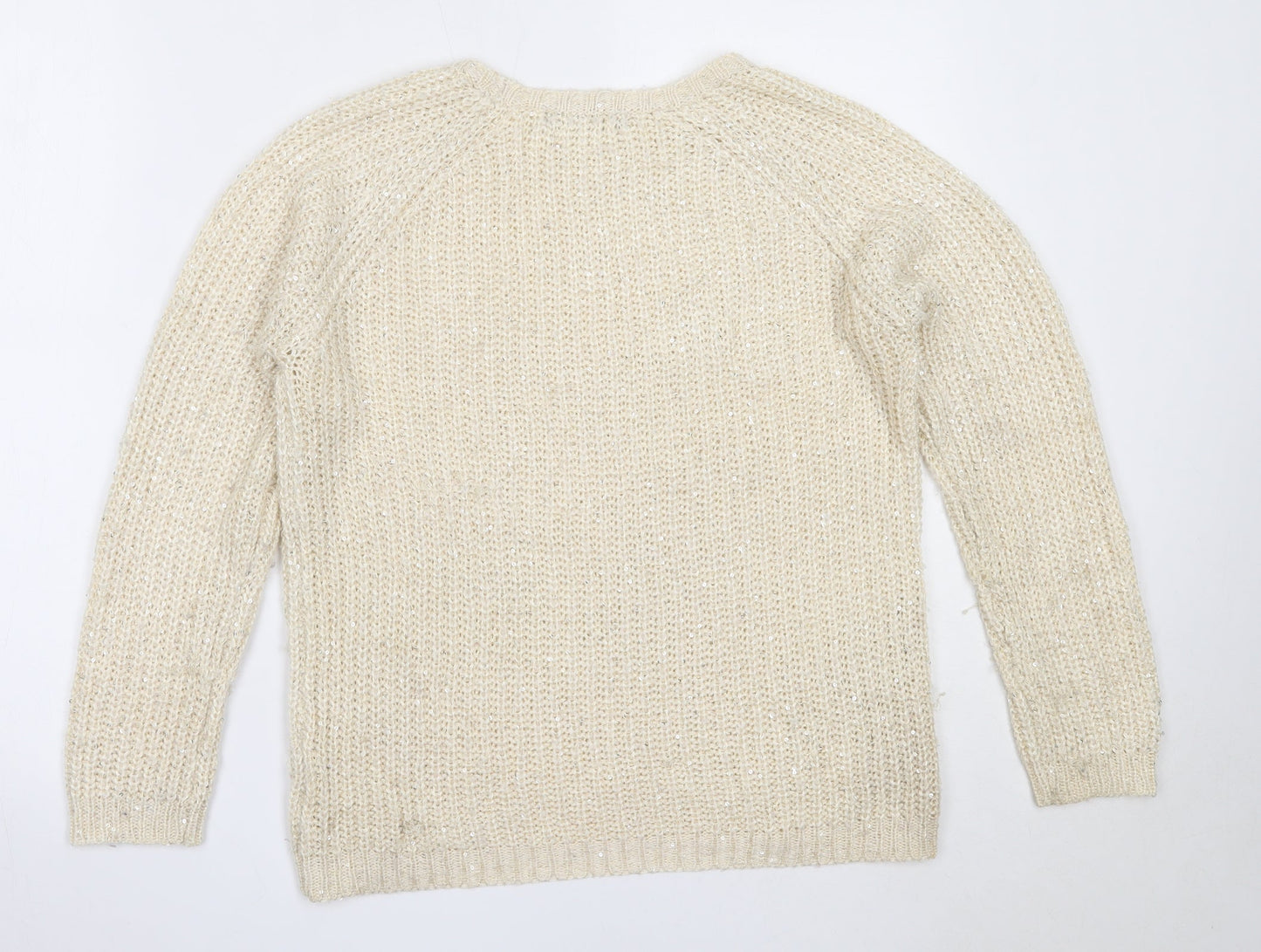 Atmosphere Womens Ivory Round Neck  Acrylic Pullover Jumper Size 10