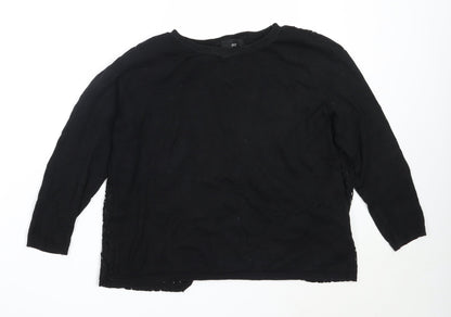 Next Womens Black Round Neck  Cotton Pullover Jumper Size 12