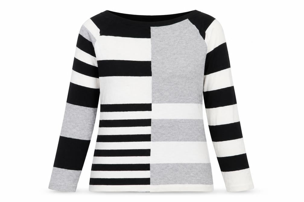 NEXT Womens Black Round Neck Striped Cotton Pullover Jumper Size 8
