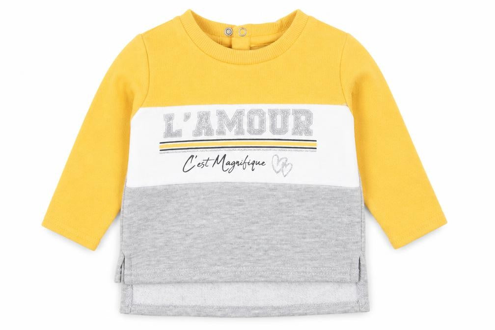 Primark Girls Yellow Colourblock Polyester Pullover Jumper Size 6-9 Months