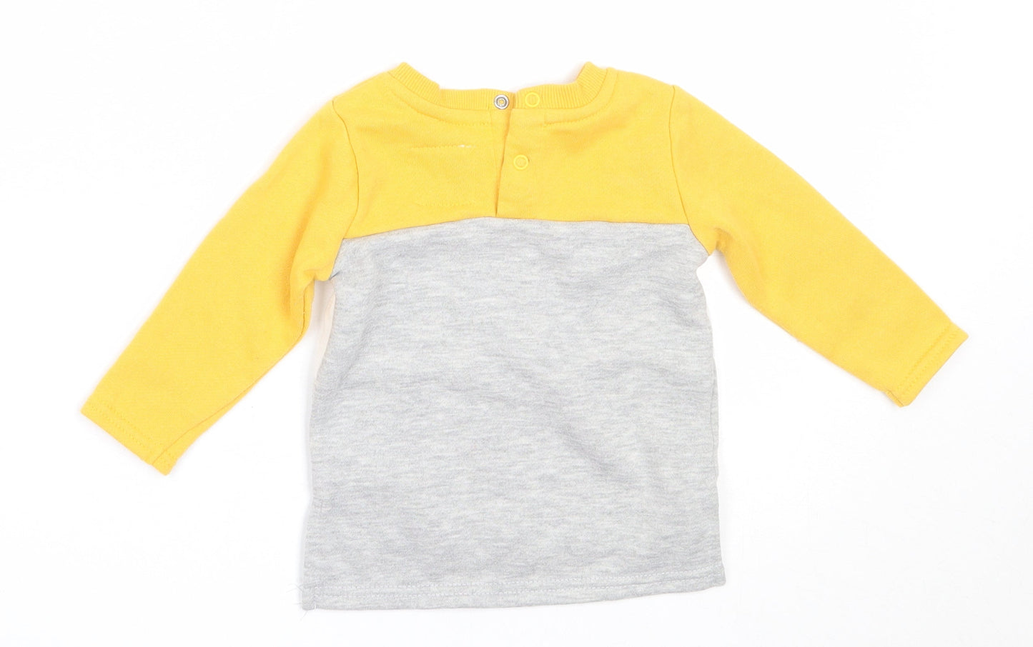 Primark Girls Yellow Colourblock Polyester Pullover Jumper Size 6-9 Months