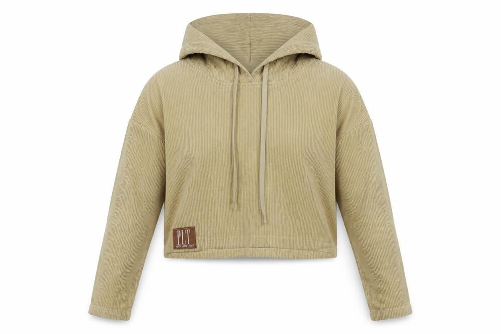 PRETTYLITTLETHING Womens Beige  Cotton Pullover Hoodie Size 4  Pullover