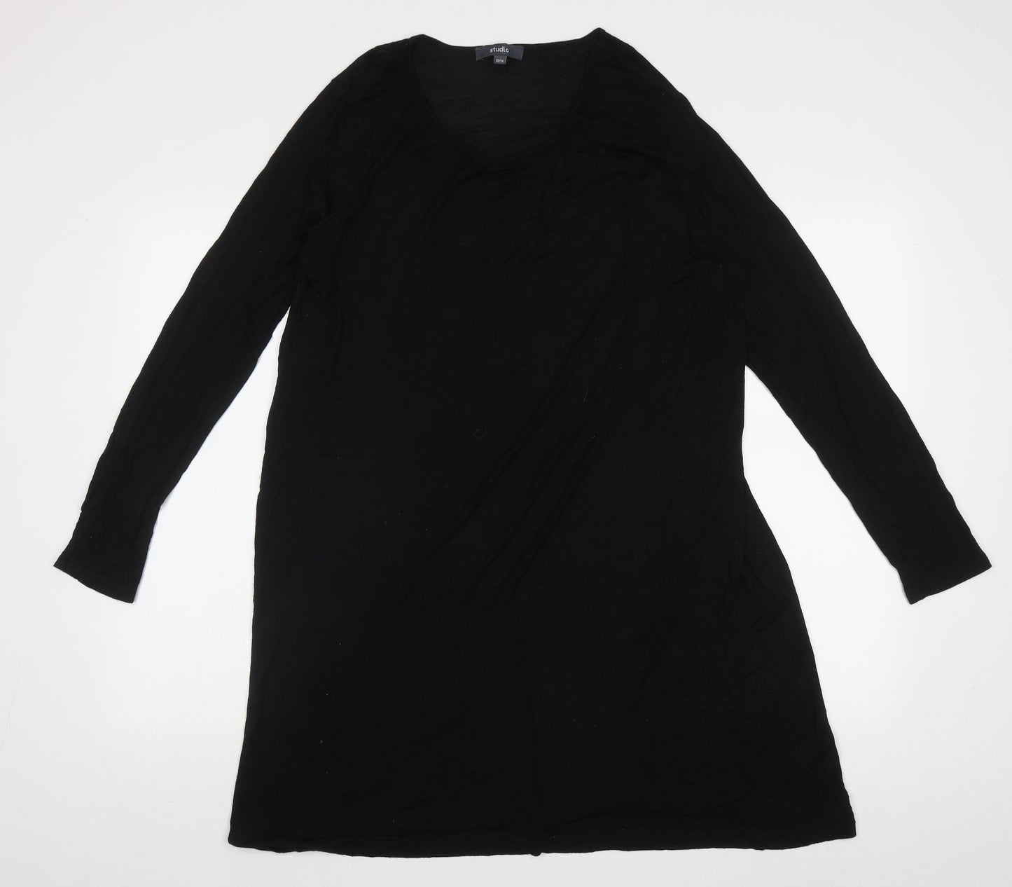 Studio Womens Black  Viscose A-Line  Size 14  Crew Neck Pullover
