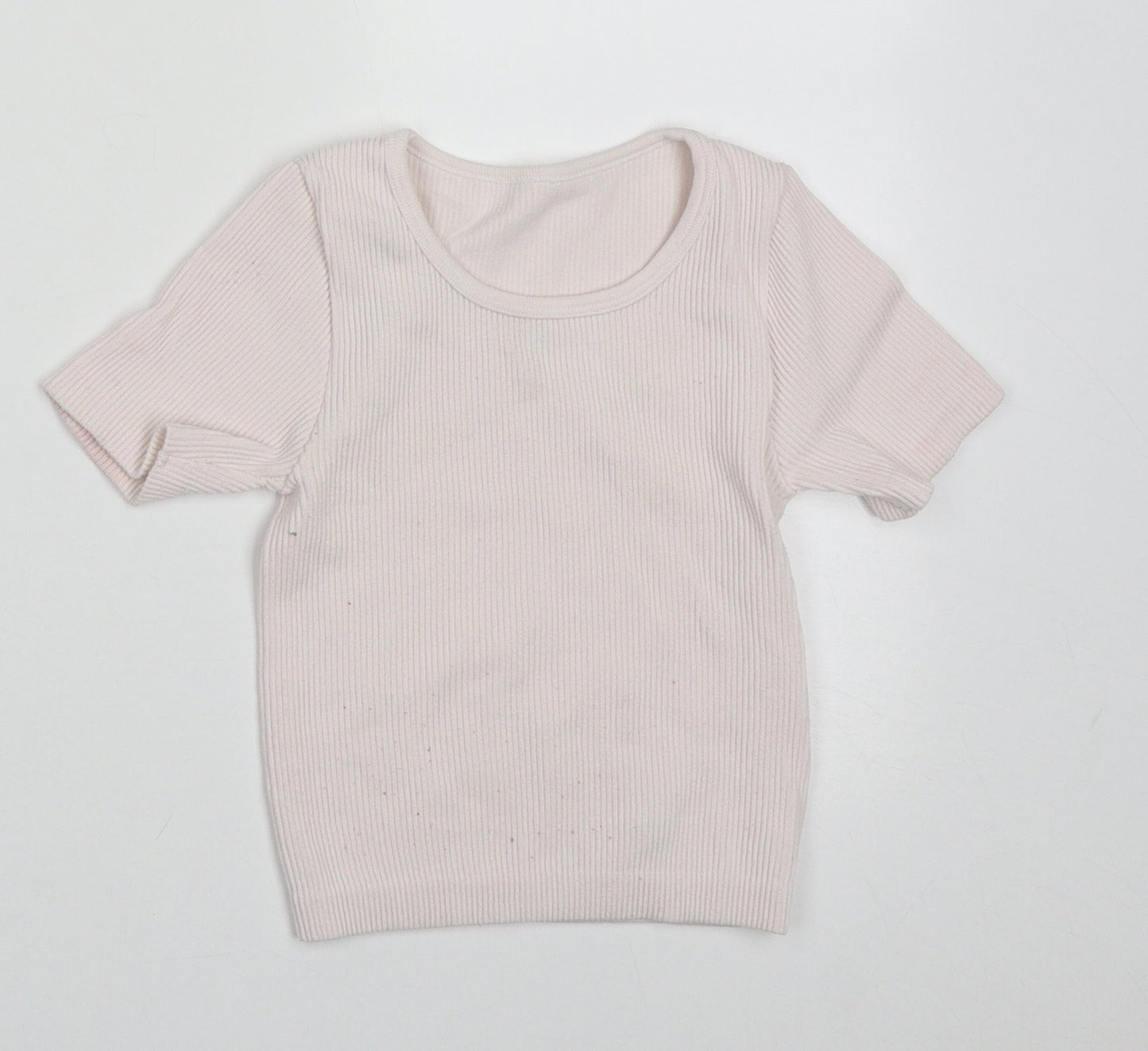 Dunnes Stores Girls Pink  Nylon Basic T-Shirt Size 8-9 Years Crew Neck Pullover