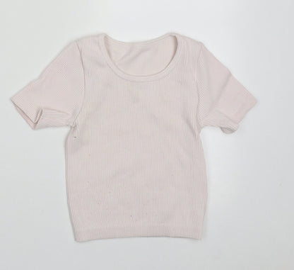 Dunnes Girls Pink  Nylon Basic T-Shirt Size 8-9 Years Crew Neck Pullover