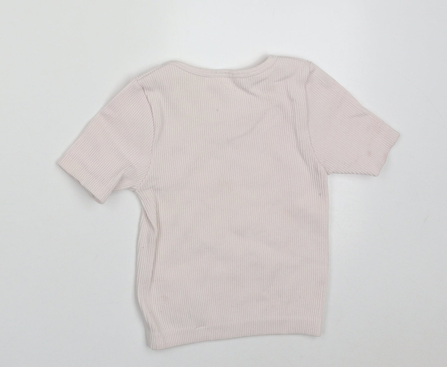 Dunnes Stores Girls Pink  Nylon Basic T-Shirt Size 8-9 Years Crew Neck Pullover