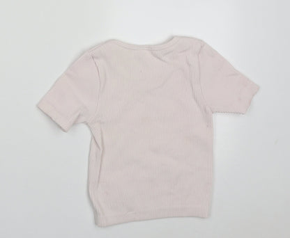 Dunnes Girls Pink  Nylon Basic T-Shirt Size 8-9 Years Crew Neck Pullover