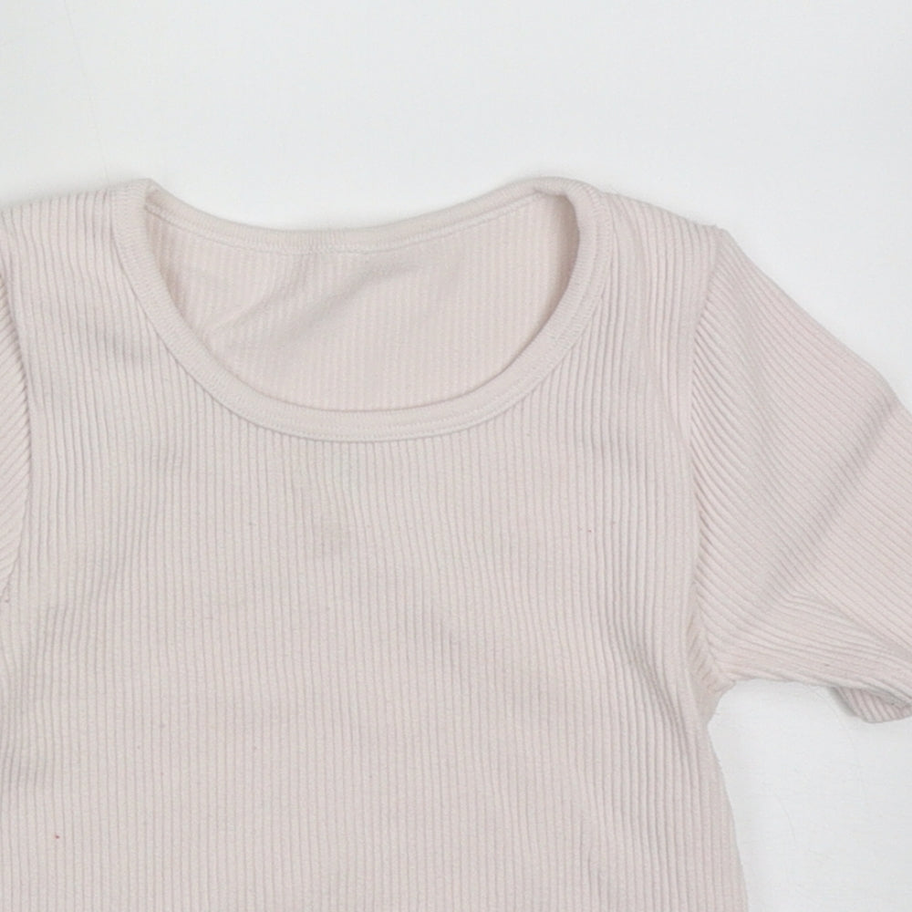 Dunnes Stores Girls Pink  Nylon Basic T-Shirt Size 8-9 Years Crew Neck Pullover