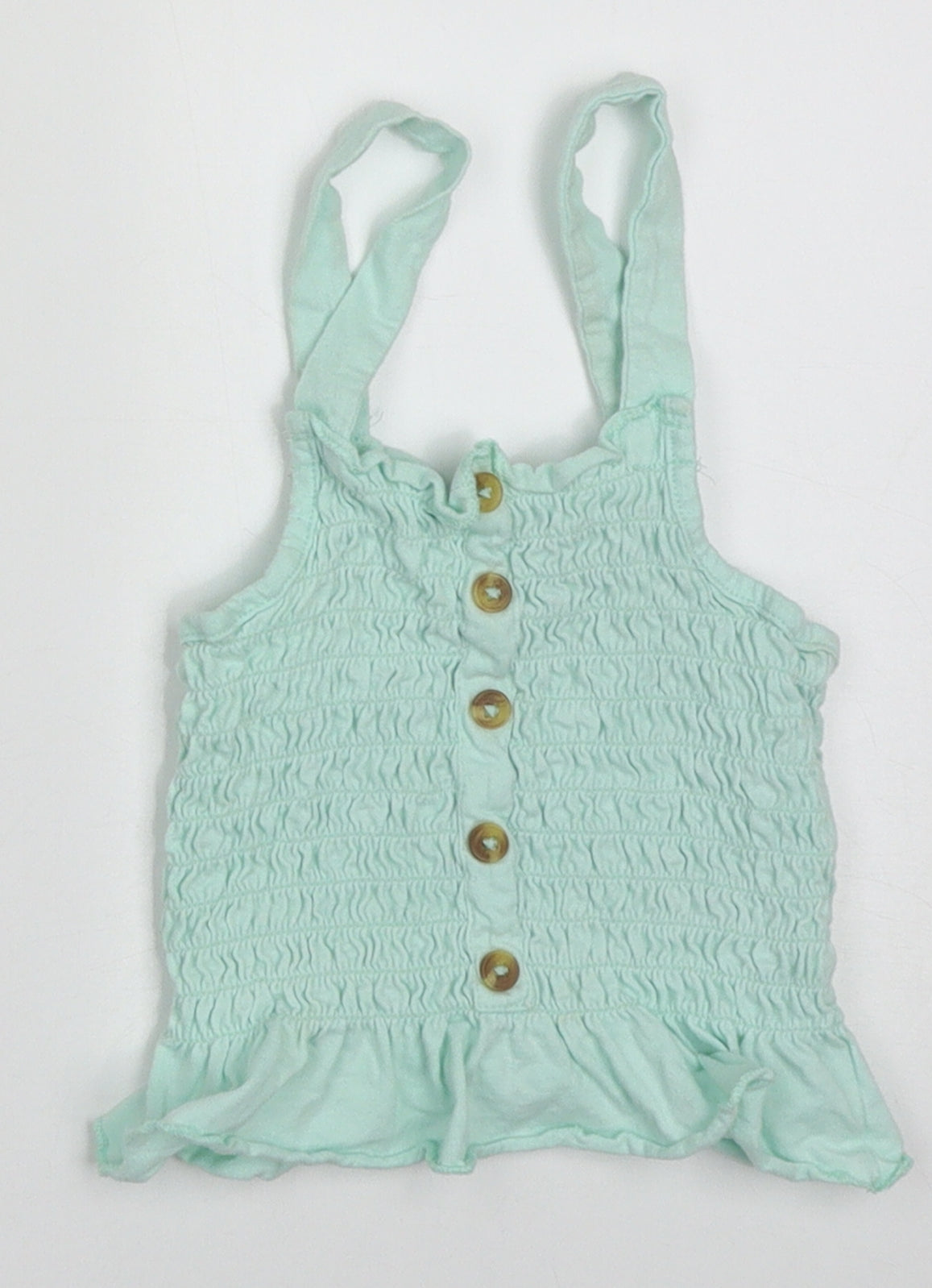 pep&co Girls Green  Cotton Basic Tank Size 5-6 Years Square Neck Pullover