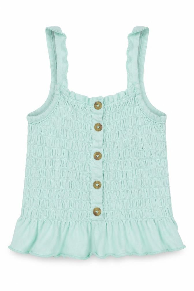 pep&co Girls Green  Cotton Basic Tank Size 5-6 Years Square Neck Pullover