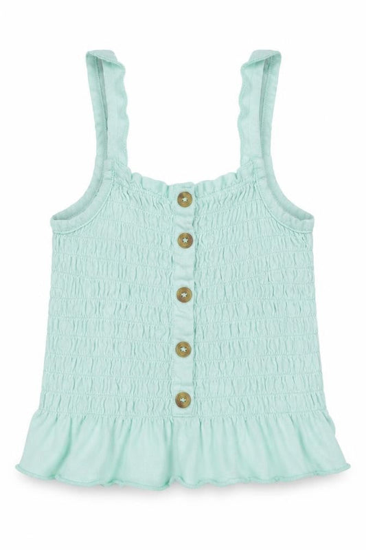 Pep&Co Girls Green  Cotton Basic Tank Size 5-6 Years Square Neck Pullover