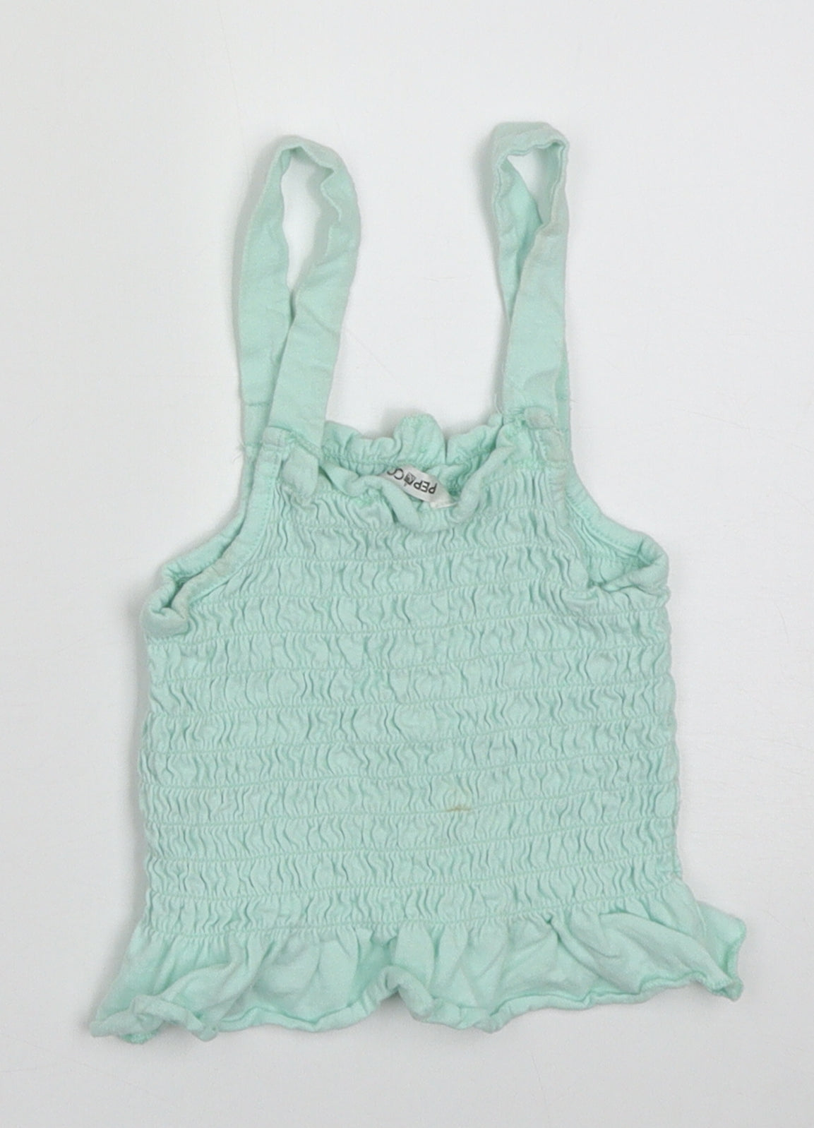 pep&co Girls Green  Cotton Basic Tank Size 5-6 Years Square Neck Pullover