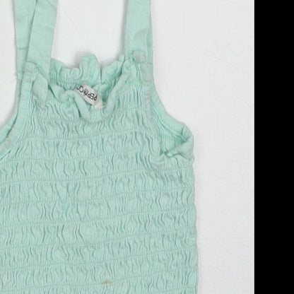Pep&Co Girls Green  Cotton Basic Tank Size 5-6 Years Square Neck Pullover