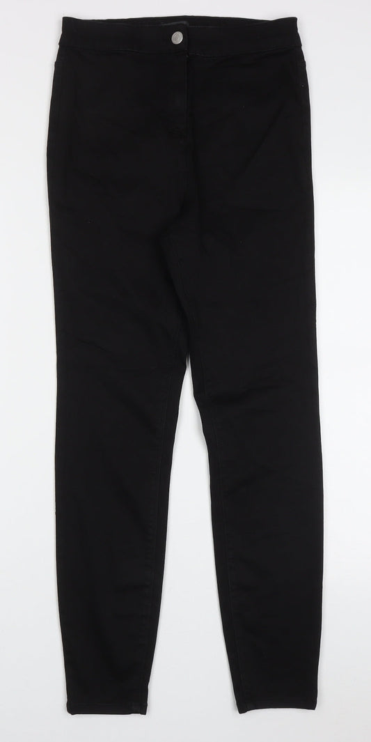 Papaya Womens Black  Cotton Skinny Jeans Size 10 L28 in Regular Button