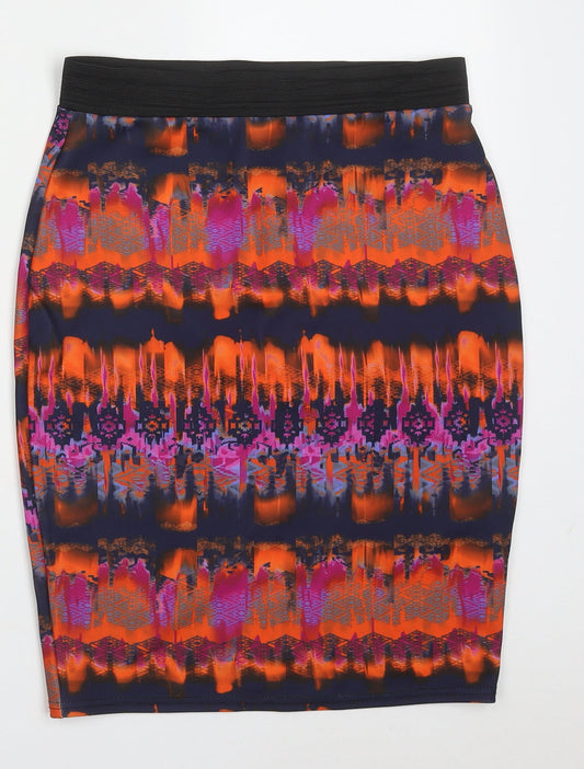 savida Womens Multicoloured Geometric Polyester A-Line Skirt Size S