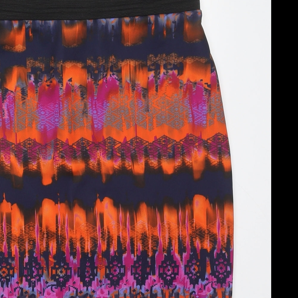 savida Womens Multicoloured Geometric Polyester A-Line Skirt Size S