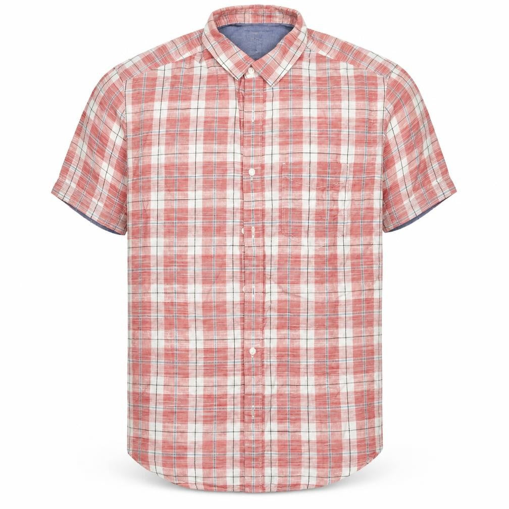 Marks & Spencer Mens Red Check Cotton  Button-Up Size M Collared Button