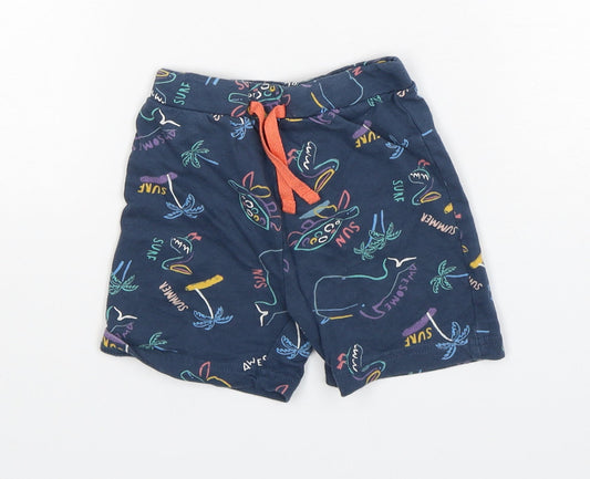 Primark Boys Blue Animal Print Cotton Sweatpants Trousers Size 12-18 Months   - Shorts